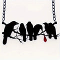 Black gothic crow pendant necklace on cross chain with electroplated alloy construction