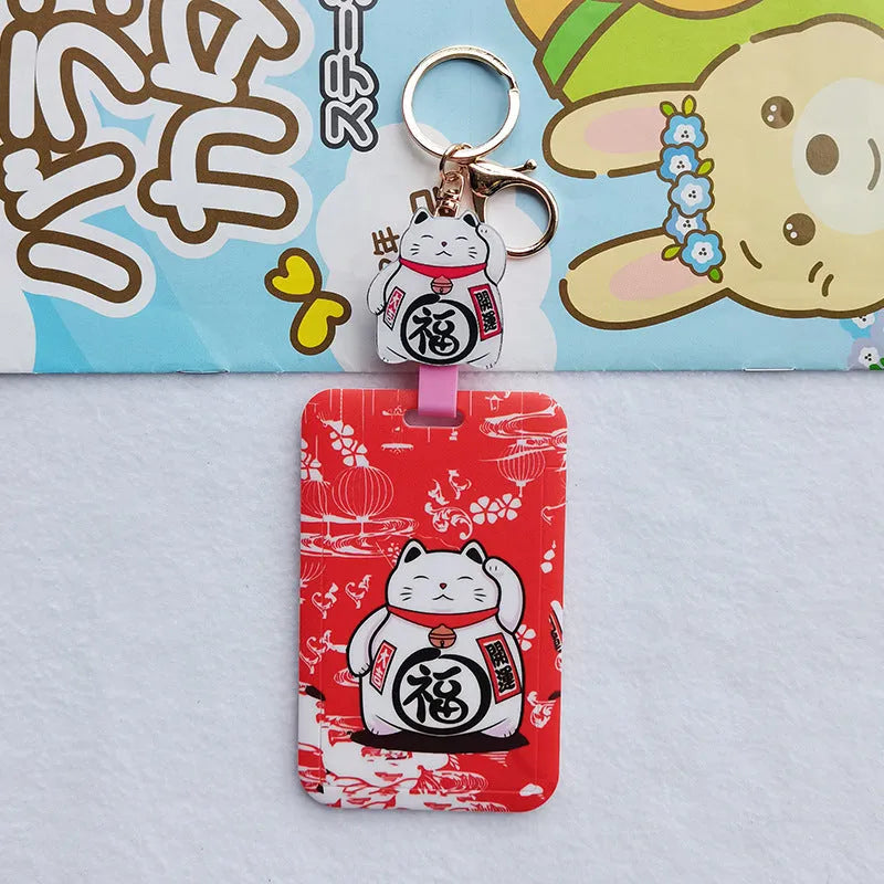 Lucky Cat plastic card sleeves with ferrule pendant in cartoon style designs