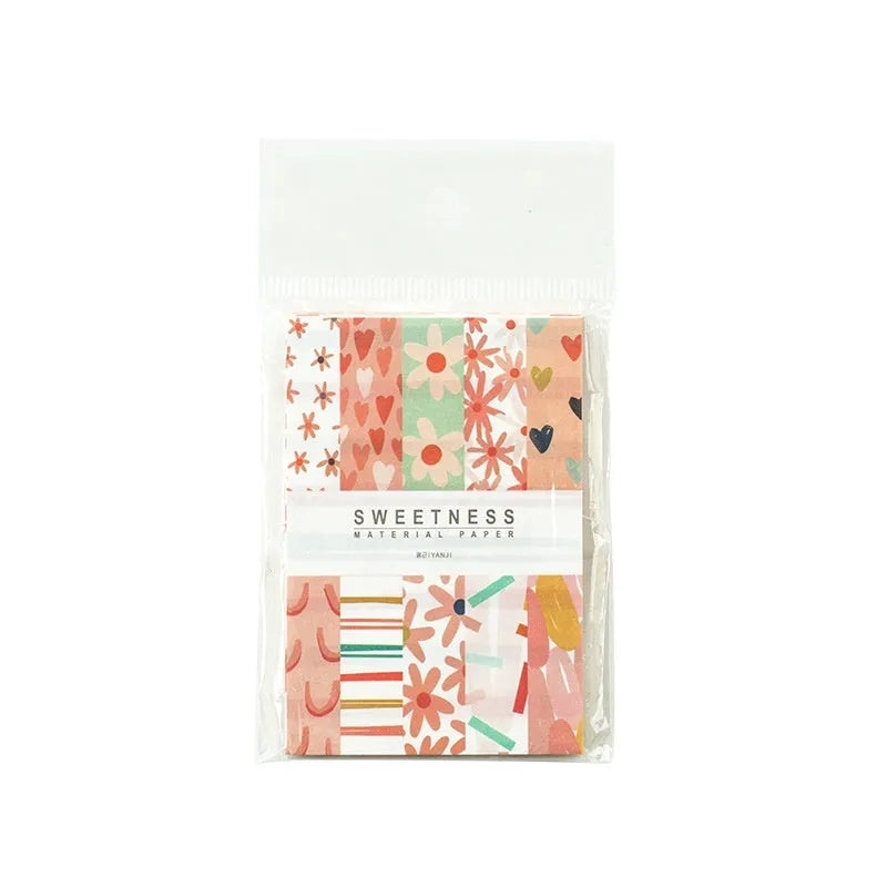 50 pieces of dessert-themed retro collage note paper in ten pastel colours measuring 56x83mm