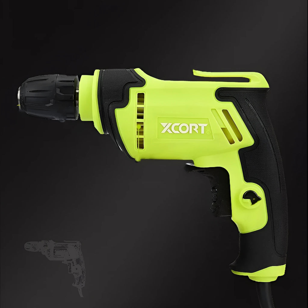 Pistol-grip electric drill with 10mm chuck and adjustable speed control