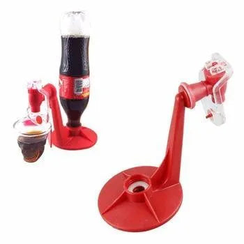 Red Magic Tap soda dispenser attached to inverted 2-litre bottle