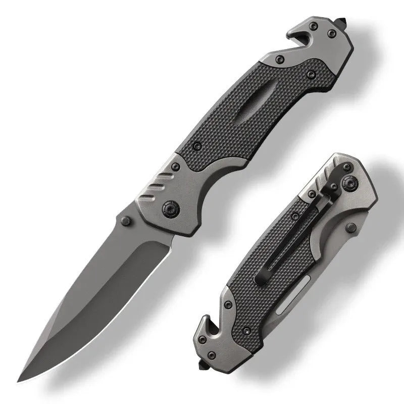 Alloy folding knife extended to 225mm length with choice of no grain or patterned handle styles