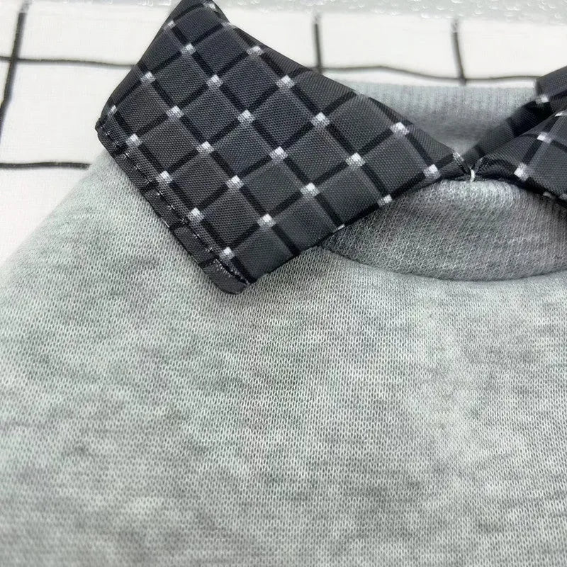 Two-piece dog sweater with detachable collar in thin velvet polyester material
