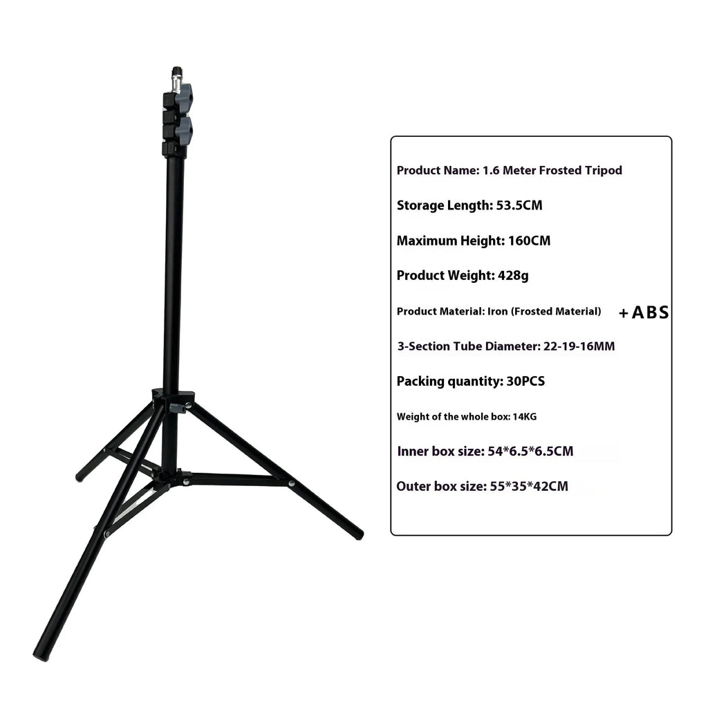 Frost white tripod light stand for studio photography with adjustable height and mobile phone holder
