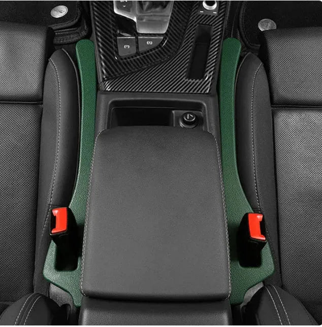 Polyurethane car seat gap filler strip preventing items falling between vehicle seats