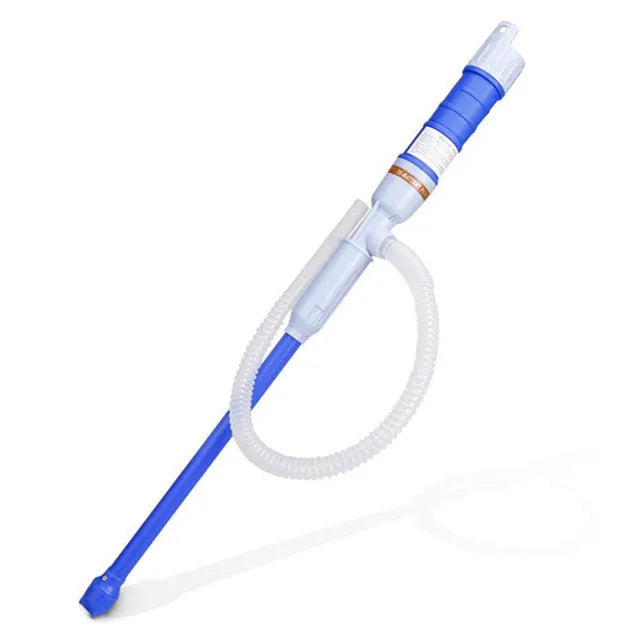 Manual hand siphon pump for fuel and liquid transfer in red or blue colour.
