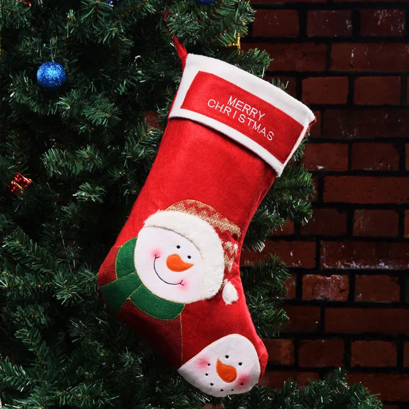 Christmas candy bag socks pendant decorations showing elk, old man, and snowman designs
