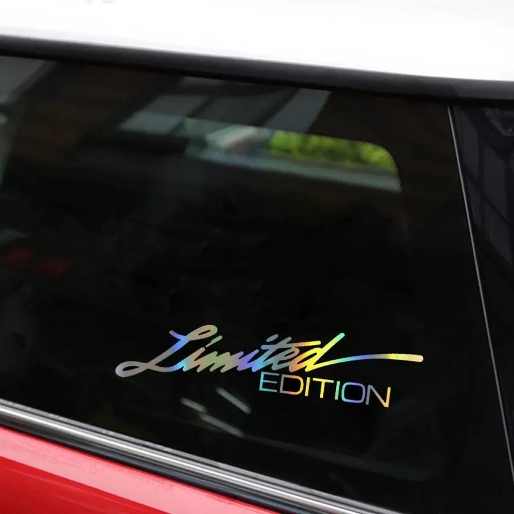 Black reflective car sticker with laser text design on PET material for vehicle decoration