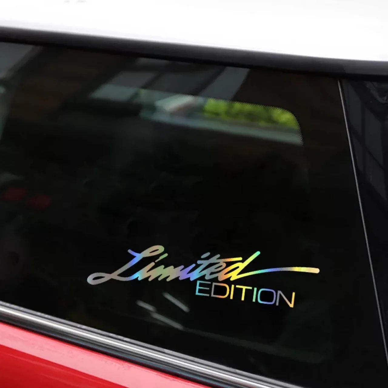 Black reflective car sticker with laser text design on PET material for vehicle decoration