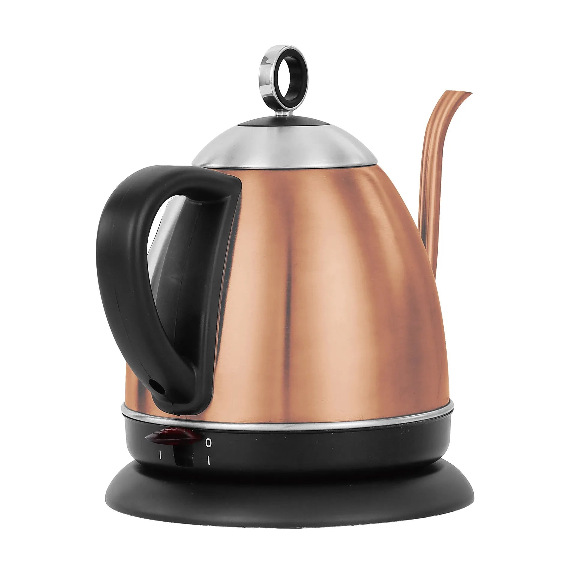 Gold automatic stainless steel electric kettle with touch controls and 1 litre capacity.