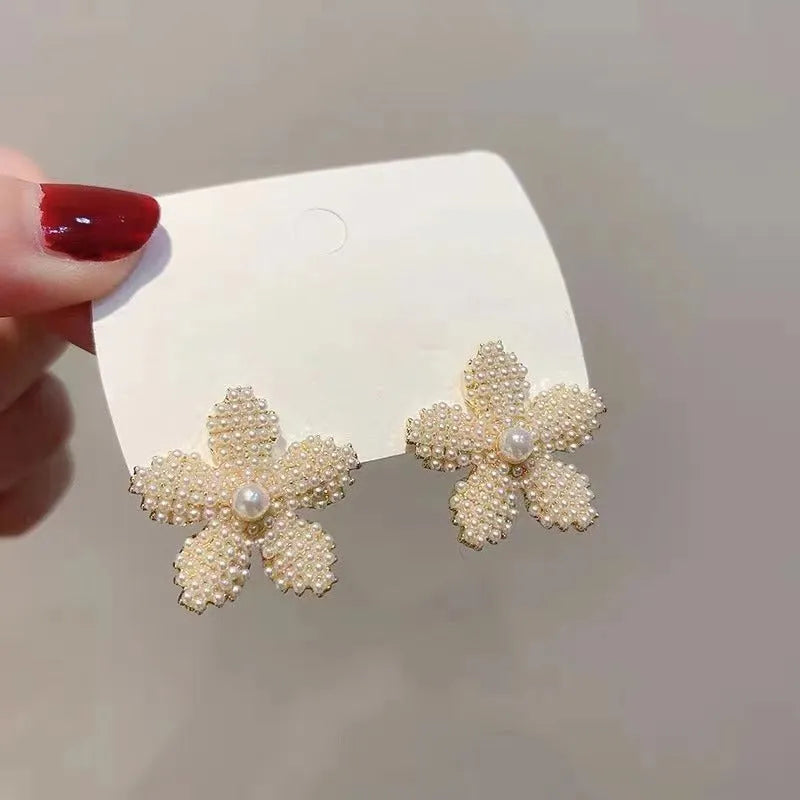 Korean style pineapple starfish pearl earrings in alloy with electroplated finish and artificial gemstone inlay