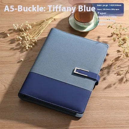 A5 soft leather notebook in business brown colour with pu cover and wood-free paper pages