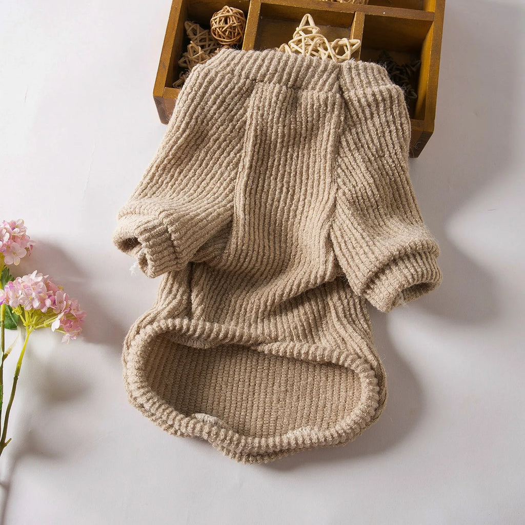 Brown cloth sweater pullover for small dog breeds like Bichon and Pomeranian