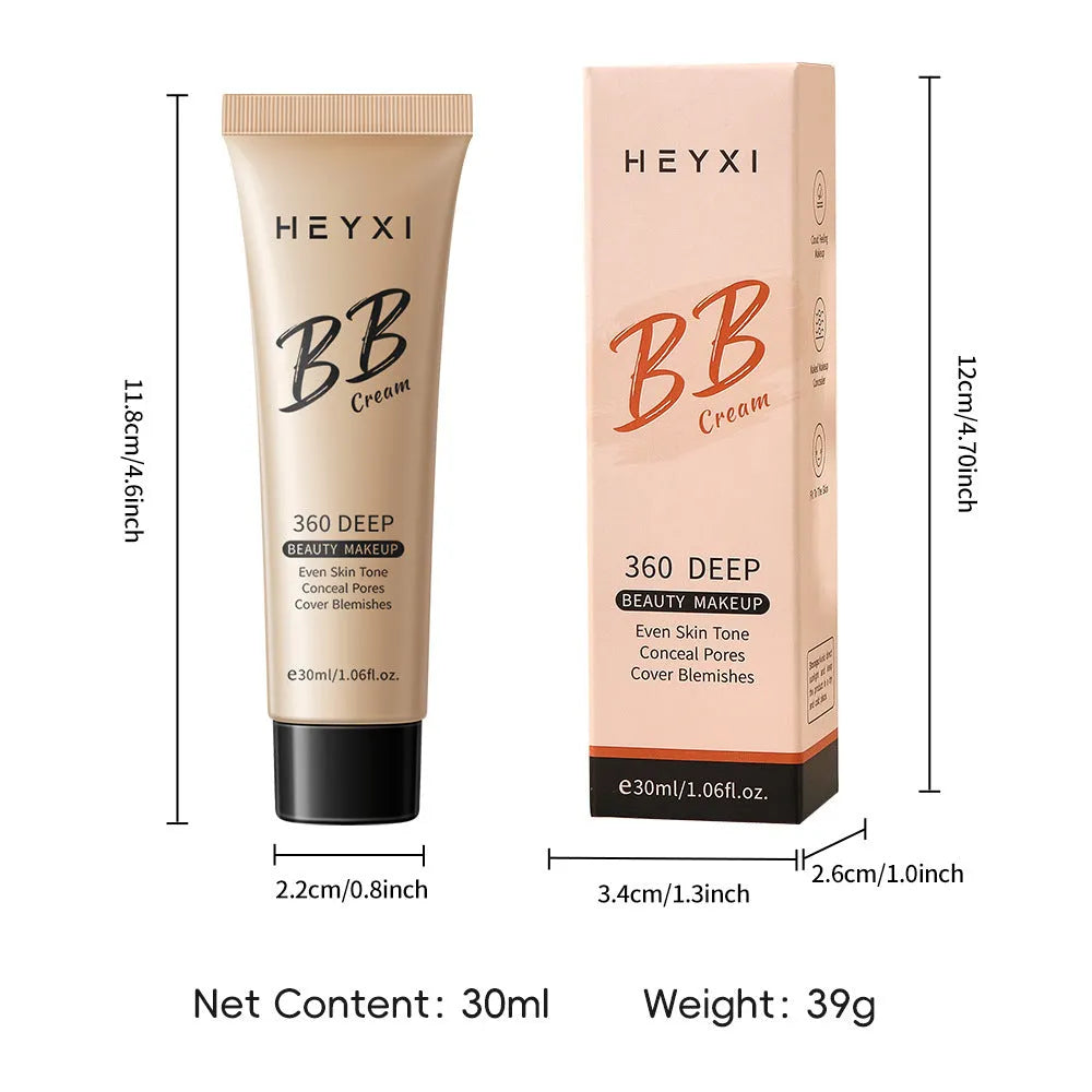 Waterproof BB cream with SPF protection in four shade options 01, 02, 03, 04