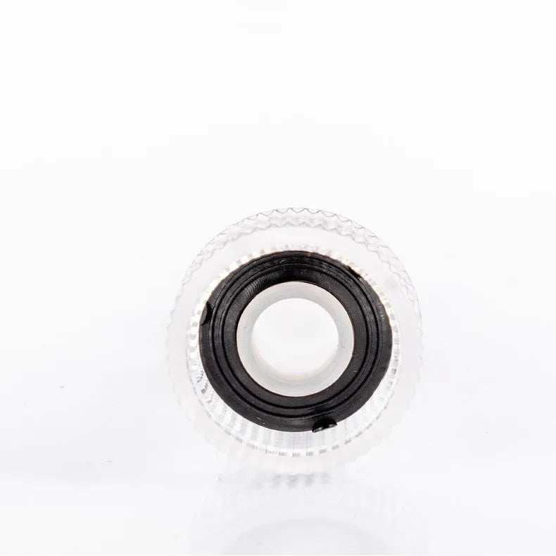 Transparent plastic inlet water joint for Karcher pressure washers showing 3cm diameter connection