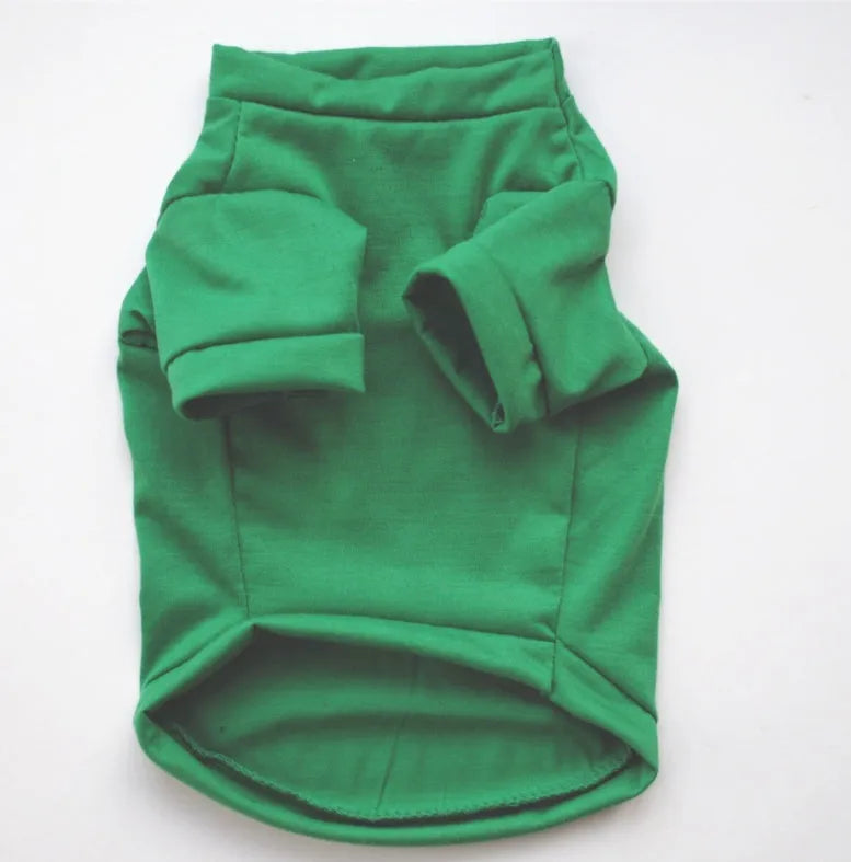 Dog Christmas costume sweatshirt vest in cotton, t-shirt style, shown in one of eight colours and sizes XS to L.