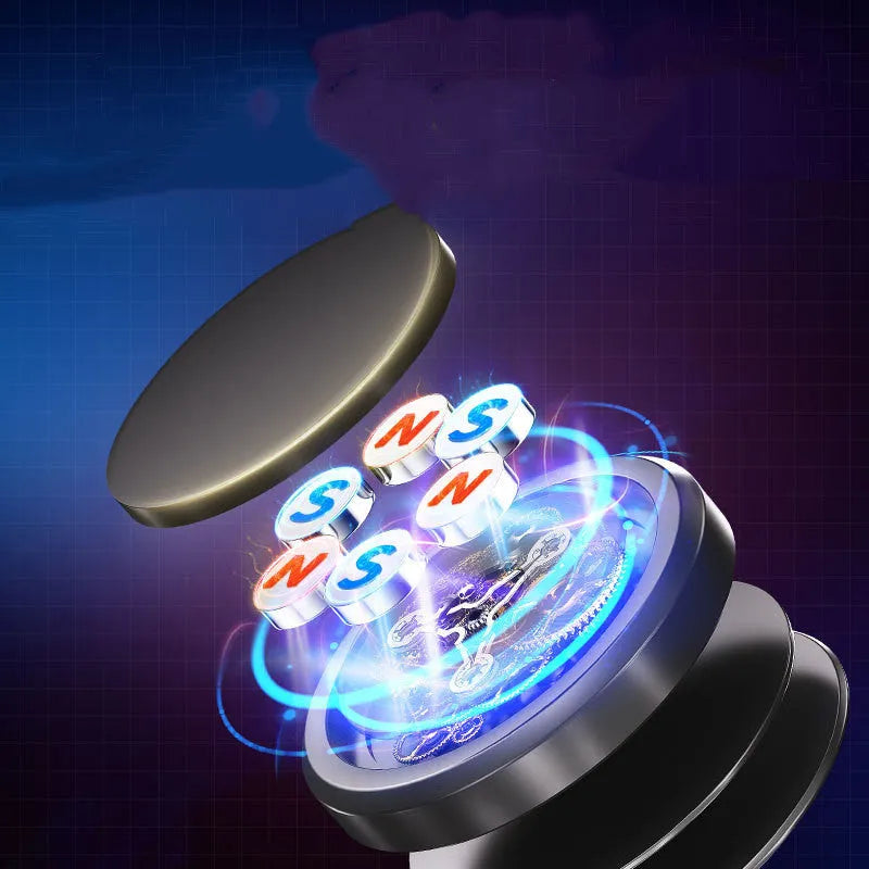 Obsidian black alloy magnetic phone holder with centripetal force design and included mounting discs