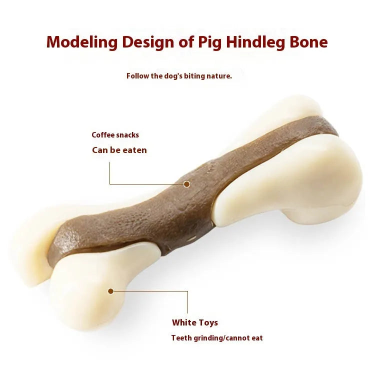 Cowhide nylon bone grinding rod dog chew toy in small and large foodie bone sizes