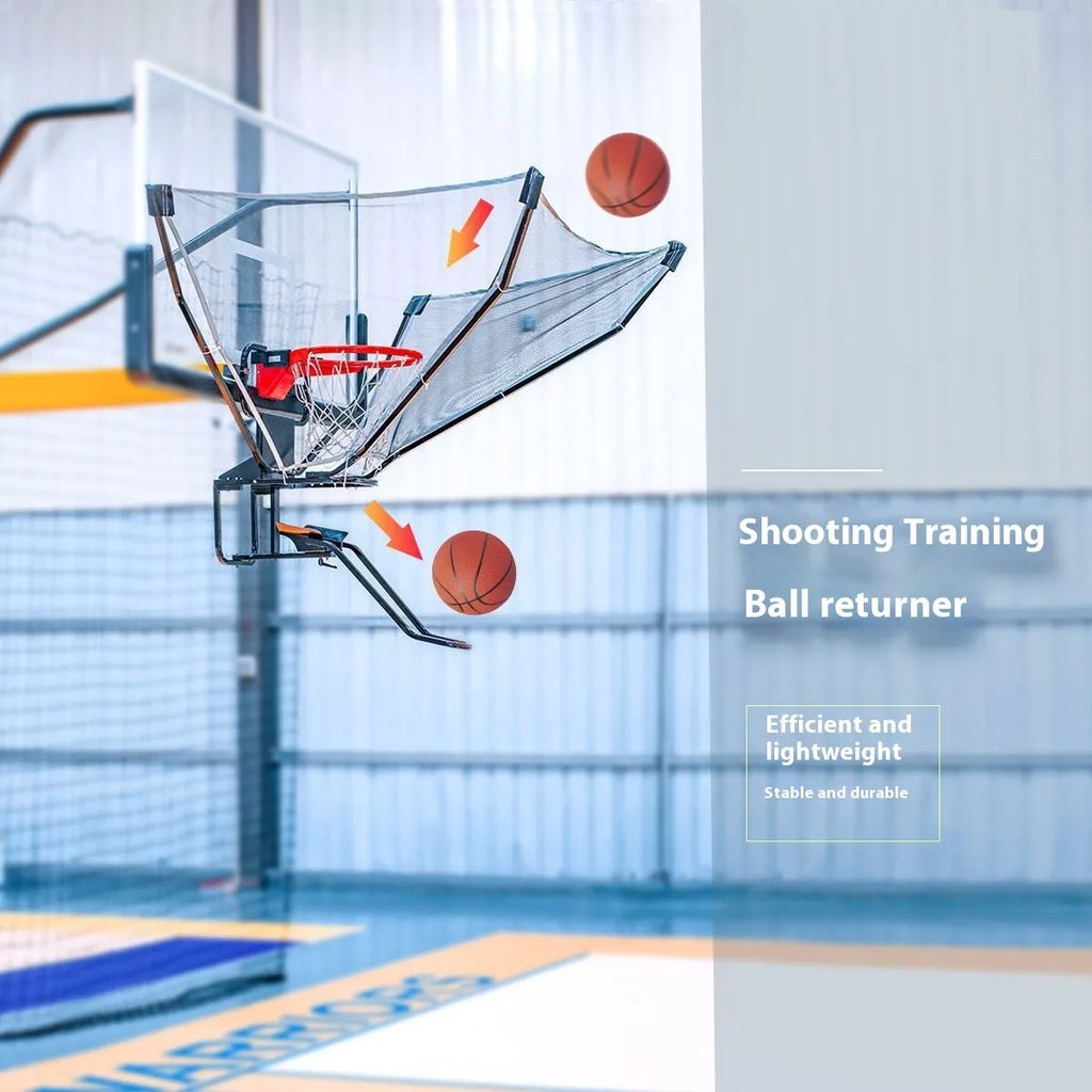 Automatic basketball training return device with iron frame and cowhide surface for shooting practice