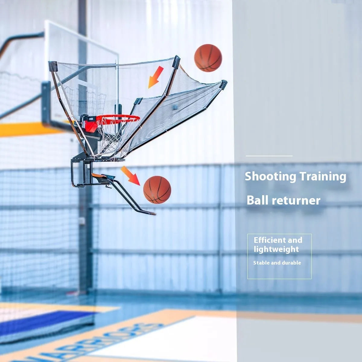Automatic basketball training return device with iron frame and cowhide surface for shooting practice