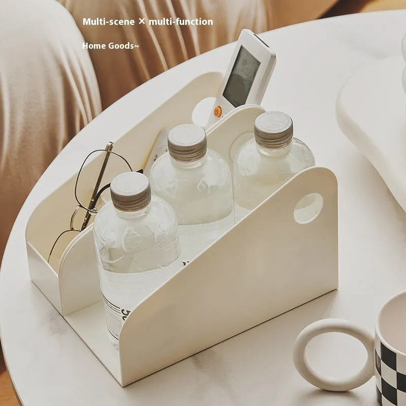 Desktop plastic storage box with two grids for documents and stationery organisation