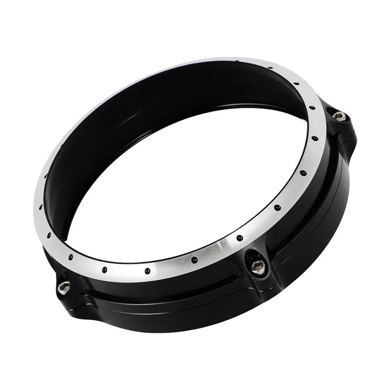 Black CNC aluminium headlight protective cover for BMW R Nine T Scrambler motorcycle