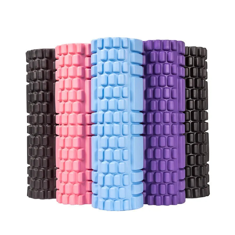EVA foam roller for fitness in multiple colours including black, grey, pink, and light blue
