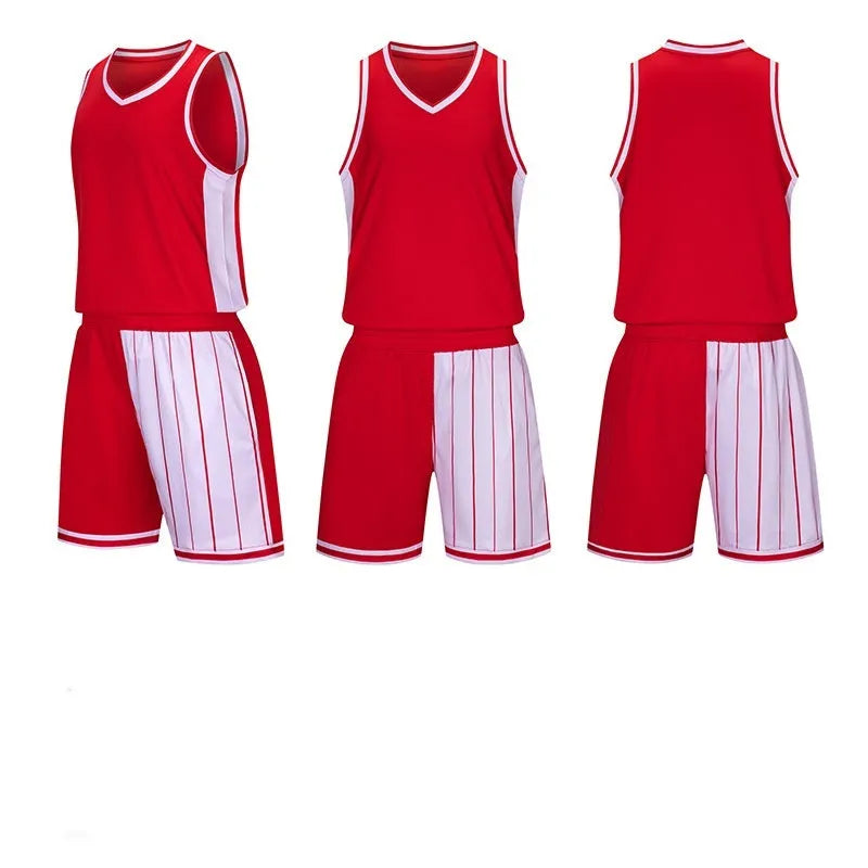 Men's basketball uniform set with top and shorts in polyester quick-drying fabric shown in blue colour