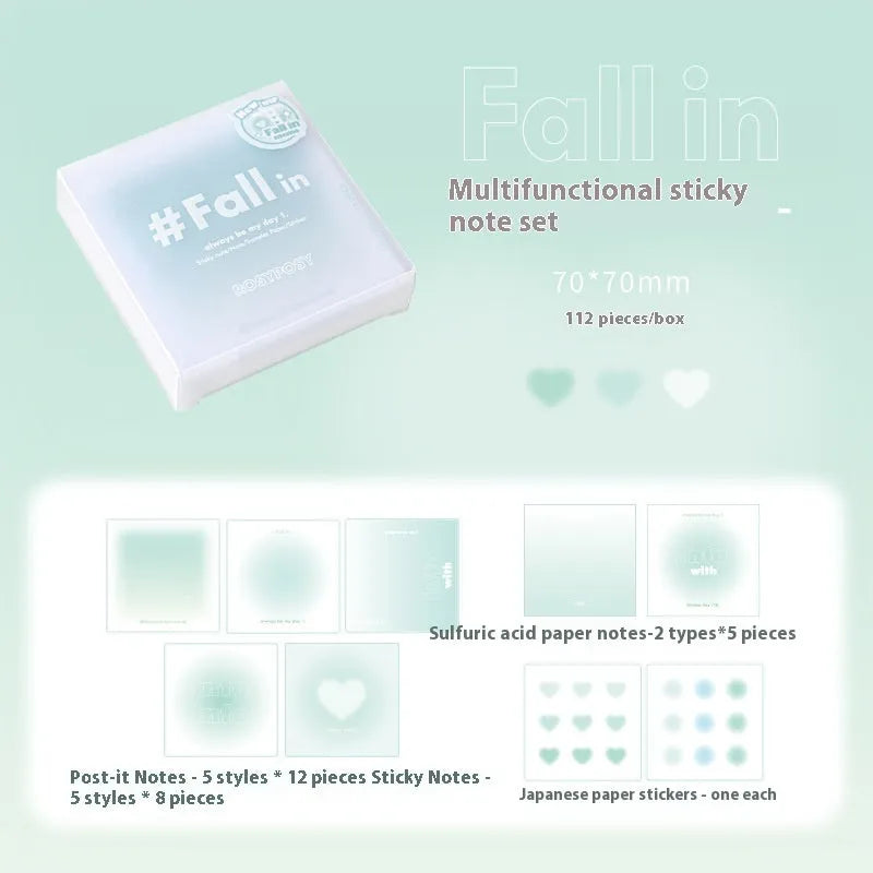 Square gradient parchment notepad with paper brick shape showing blush, green, purple, and blue colour options