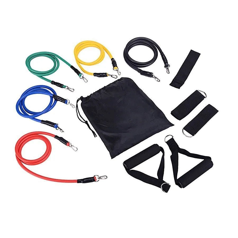 Multi-functional door sports 11-piece set with pulling rope and ABS construction