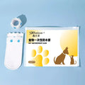 Pack of 20 white disposable waterproof shoe covers for dogs on a blue background