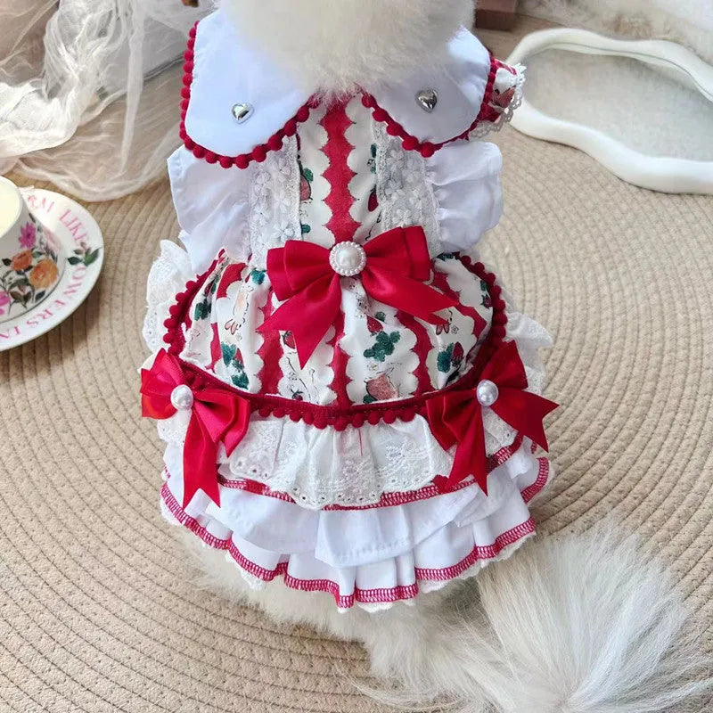 Princess style rabbit skirt pet clothing for small to medium dogs in polyester with five size options