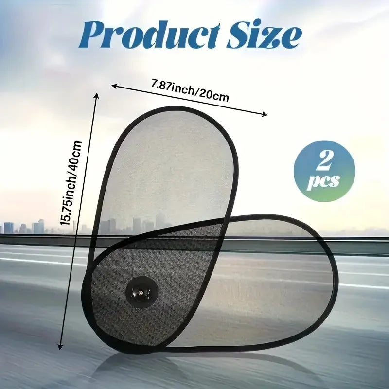 Breathable adjustable car side window shade with suction cups for baby sun protection.