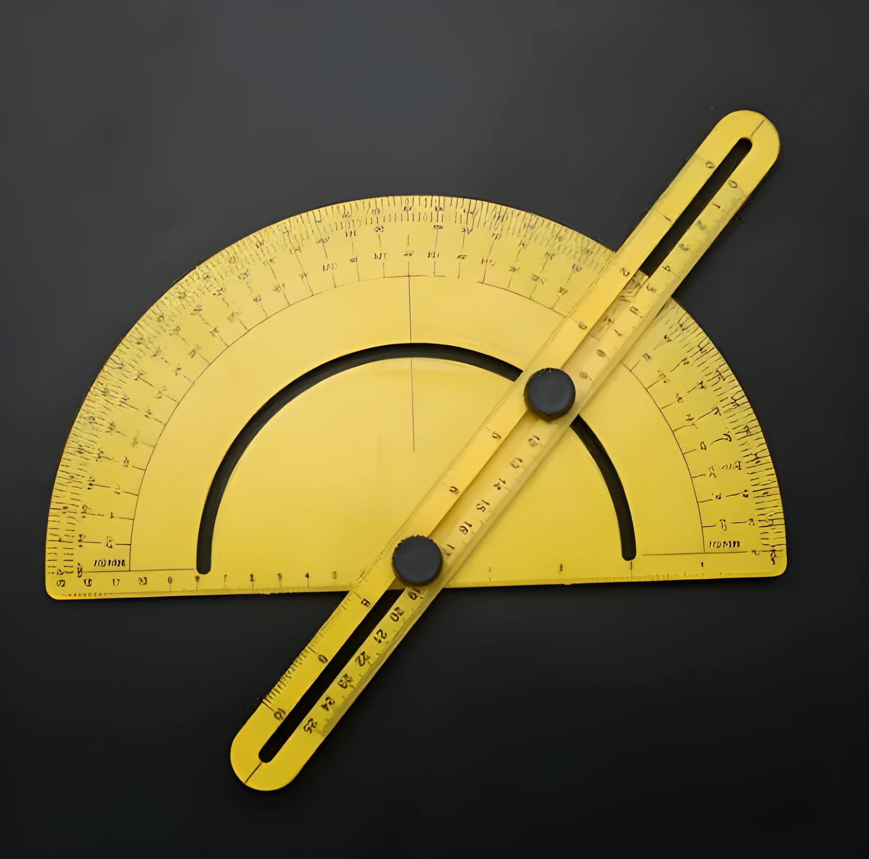 180 degree carpentry ruler tool with plastic square and measuring arm for angle measurement