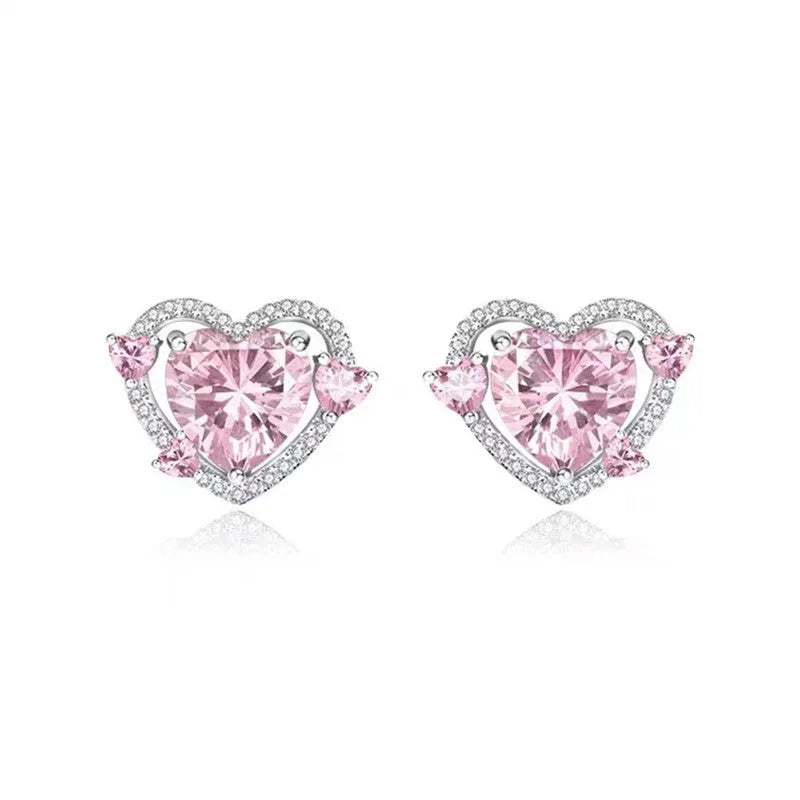 Guardian Heart white k electroplated copper stud earrings showing heart shape design