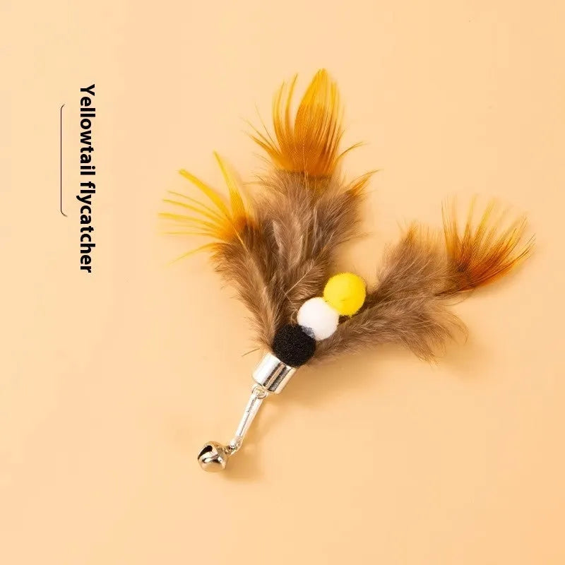 Three steel wire flying insect replacement heads for cat toys in varied colours