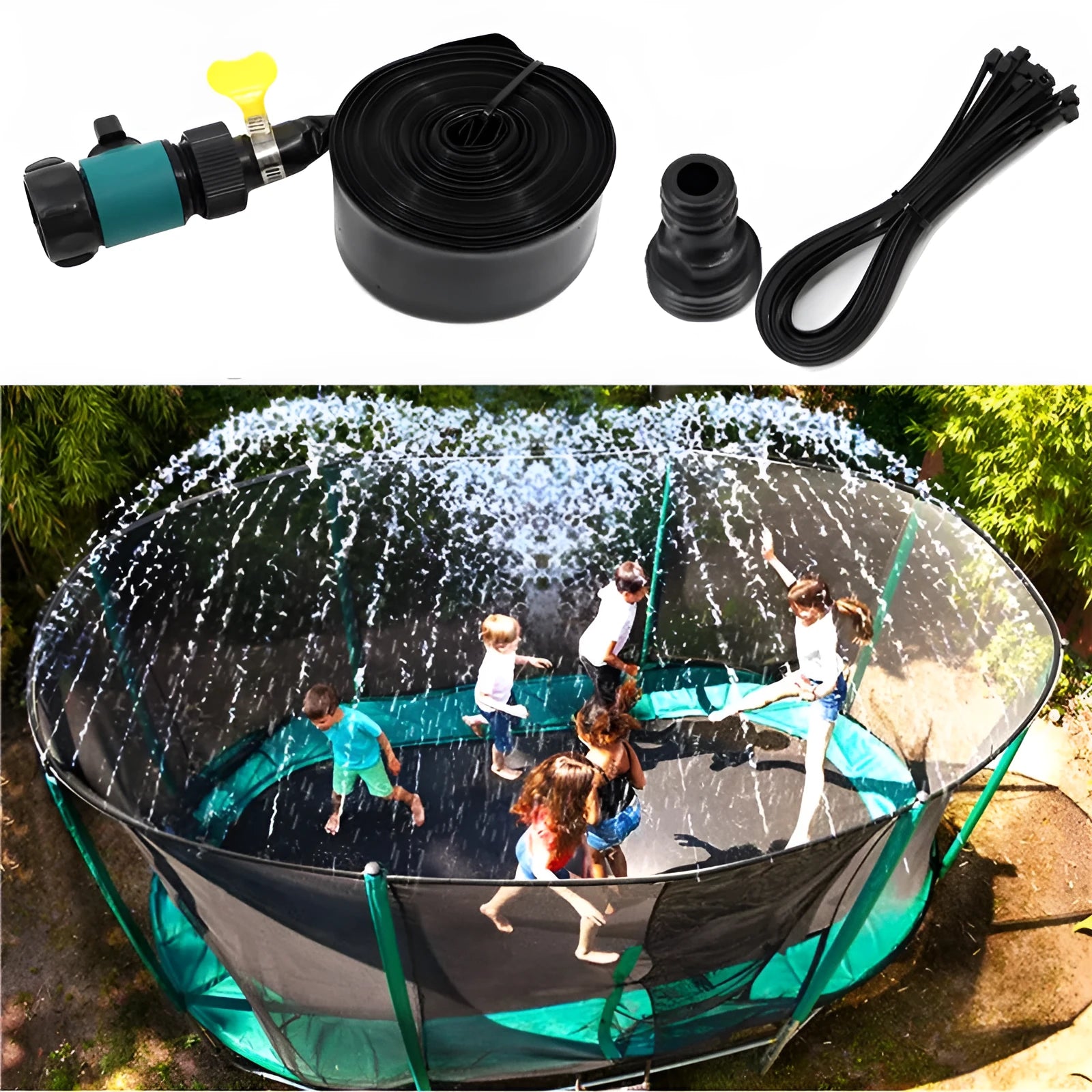 Blue portable garden sprinkler with PVC switch and solar water cooling technology
