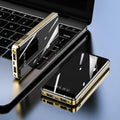 Mirror digital display power bank showing battery percentage with aluminium shell construction