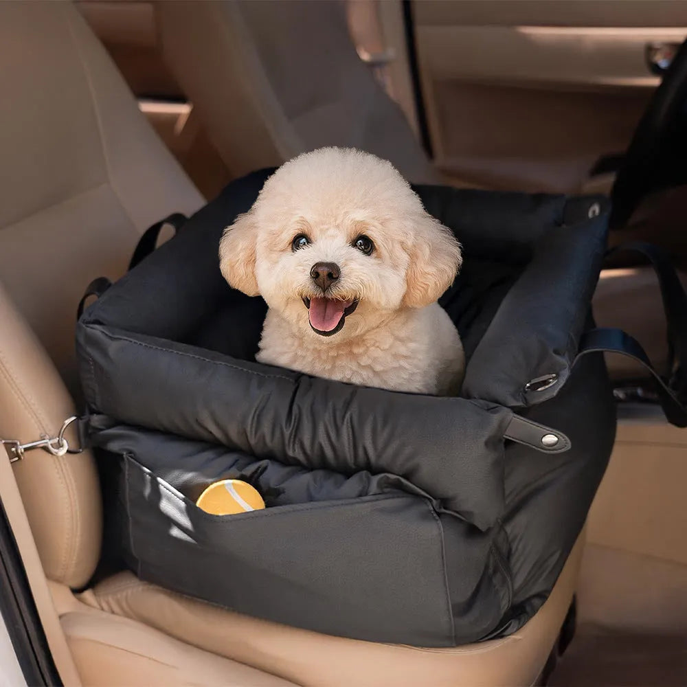 Waterproof PU leather pet car nest measuring 55x50x45cm in black colour