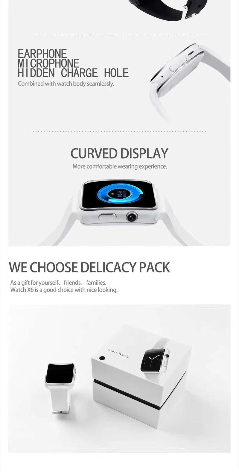 Black smart watch with 1.54-inch circular touchscreen on a silicone strap