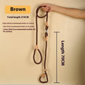 Brown nylon dog leash with P chain hand grip measuring 2.1 metres long