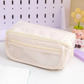 Korean style canvas pencil case with ten-layer flip design open to show multiple compartments