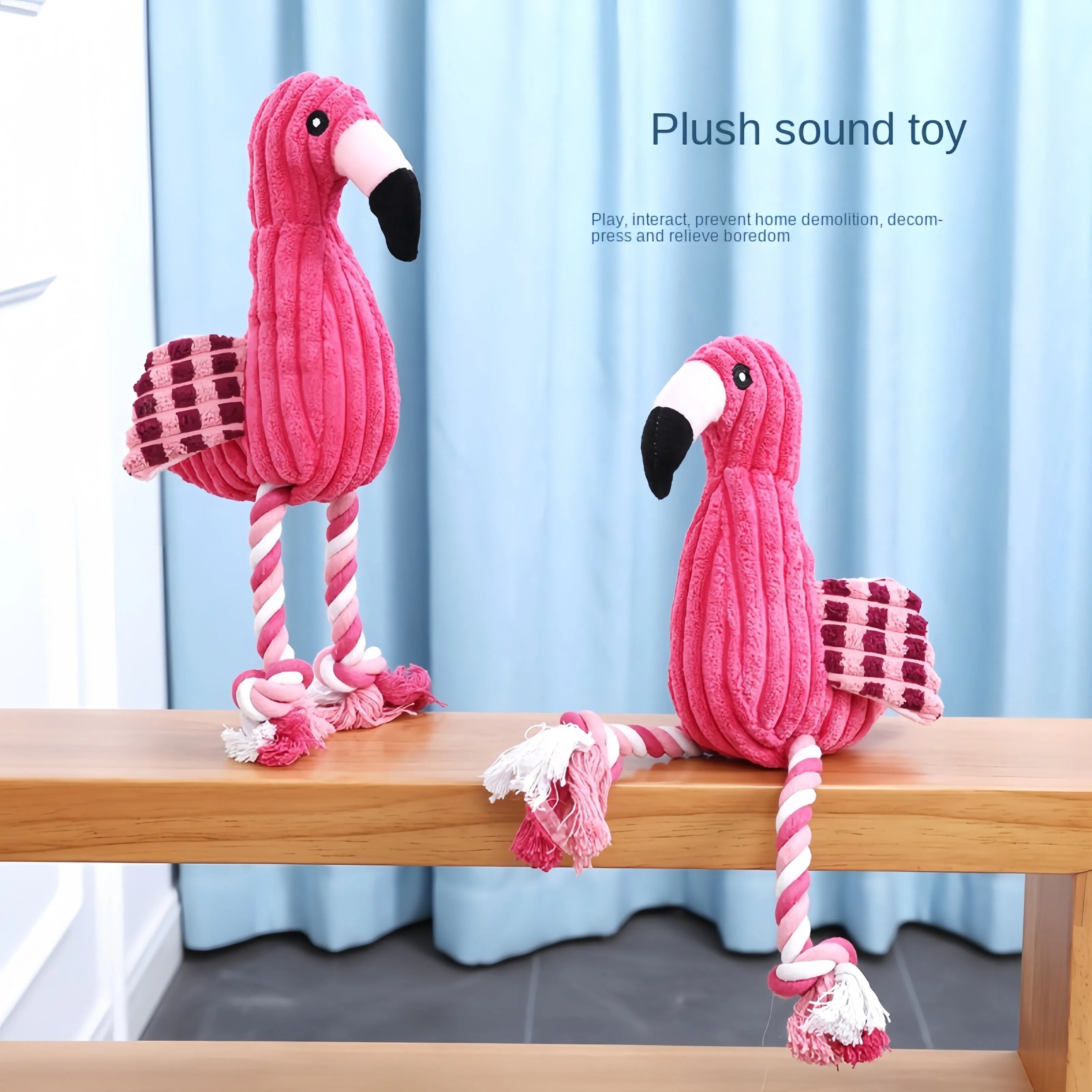 Pink corduroy animal-shaped squeaky dog toy for small and large dogs