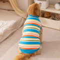 Blue striped sleeveless knitted dog jumper for large breeds, sizes 2XL to 7XL
