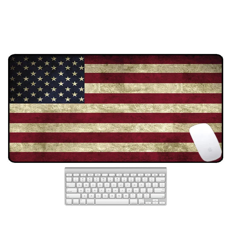Large natural rubber computer desk pad with non-slip backing showing one of seven pattern options