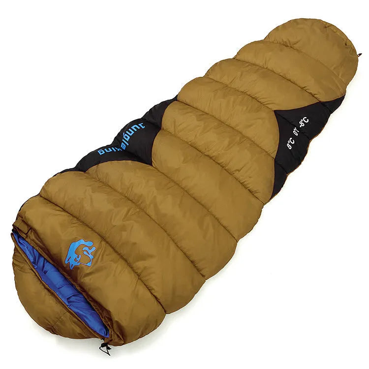 Cotton camping sleeping bag with compression sack in Army Green colour.