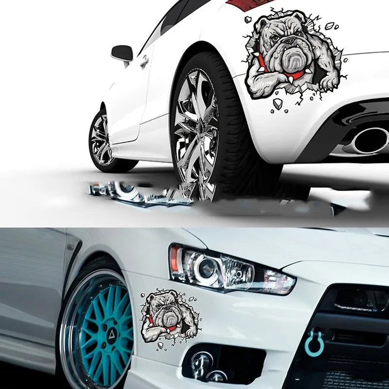 Grey dog pattern motorcycle bumper sticker measuring 17x17cm from animal series