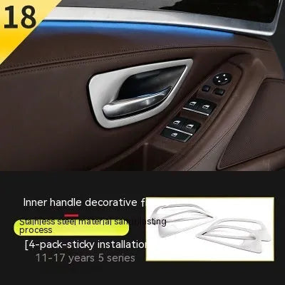Set of four ABS and stainless steel interior handle decorative strips for BMW 5 Series F10 F18 models