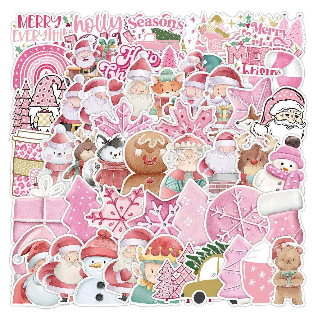 50 Christmas waterproof stickers in cute TQ50-0376 design for cars, phones, computers