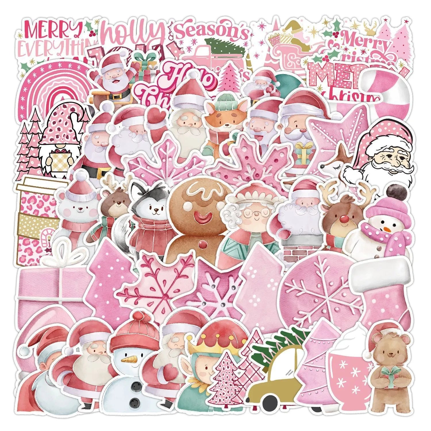 50 Christmas waterproof stickers in cute TQ50-0376 design for cars, phones, computers